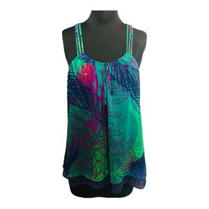 Express Multicolor Sleeveless Top Size L Razorback Spaghetti Straps